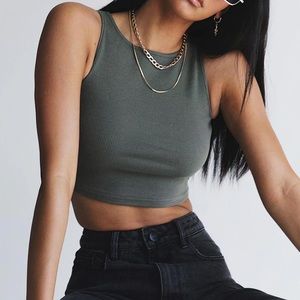 Princess Polly Darlington Crop Top - Khaki